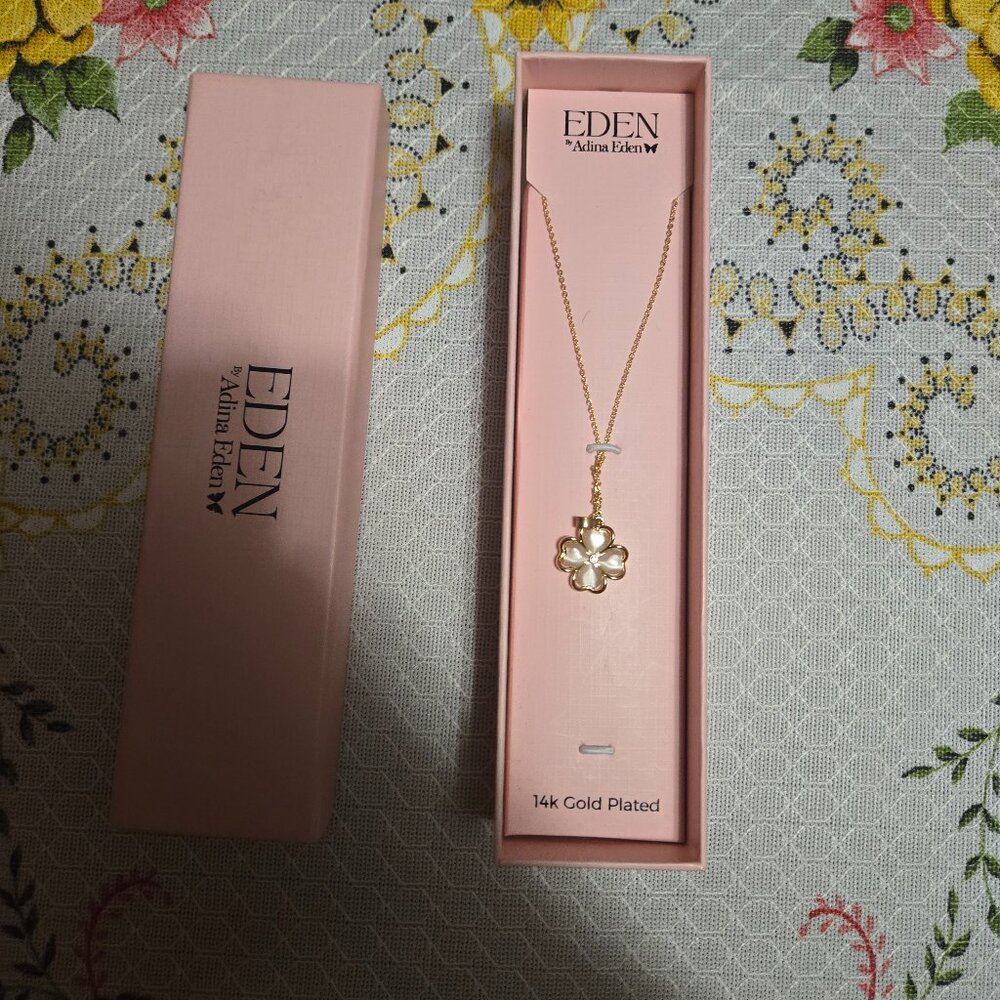 Eden by Adina Eden 14k Gold Plated Clover Pendant Necklace